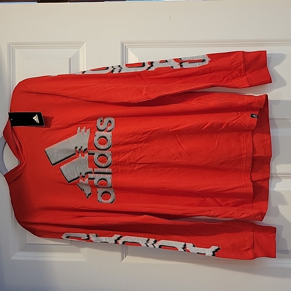 New With Tags Adidas Youth XL Hooded Long Sleeve T-Shirt